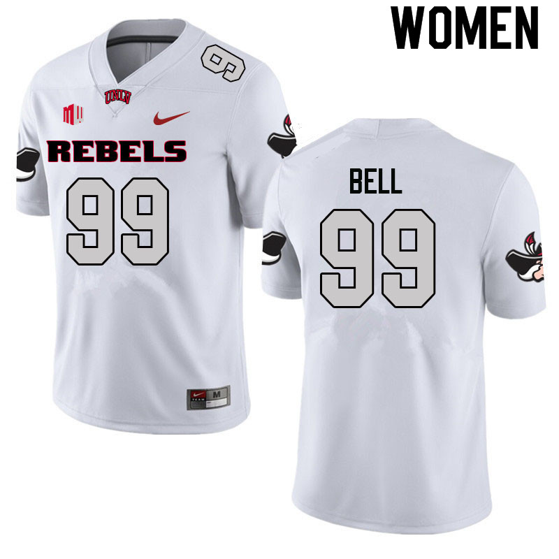 Women #99 LeShaun Bell UNLV Rebels College Football Jerseys Sale-White - Click Image to Close